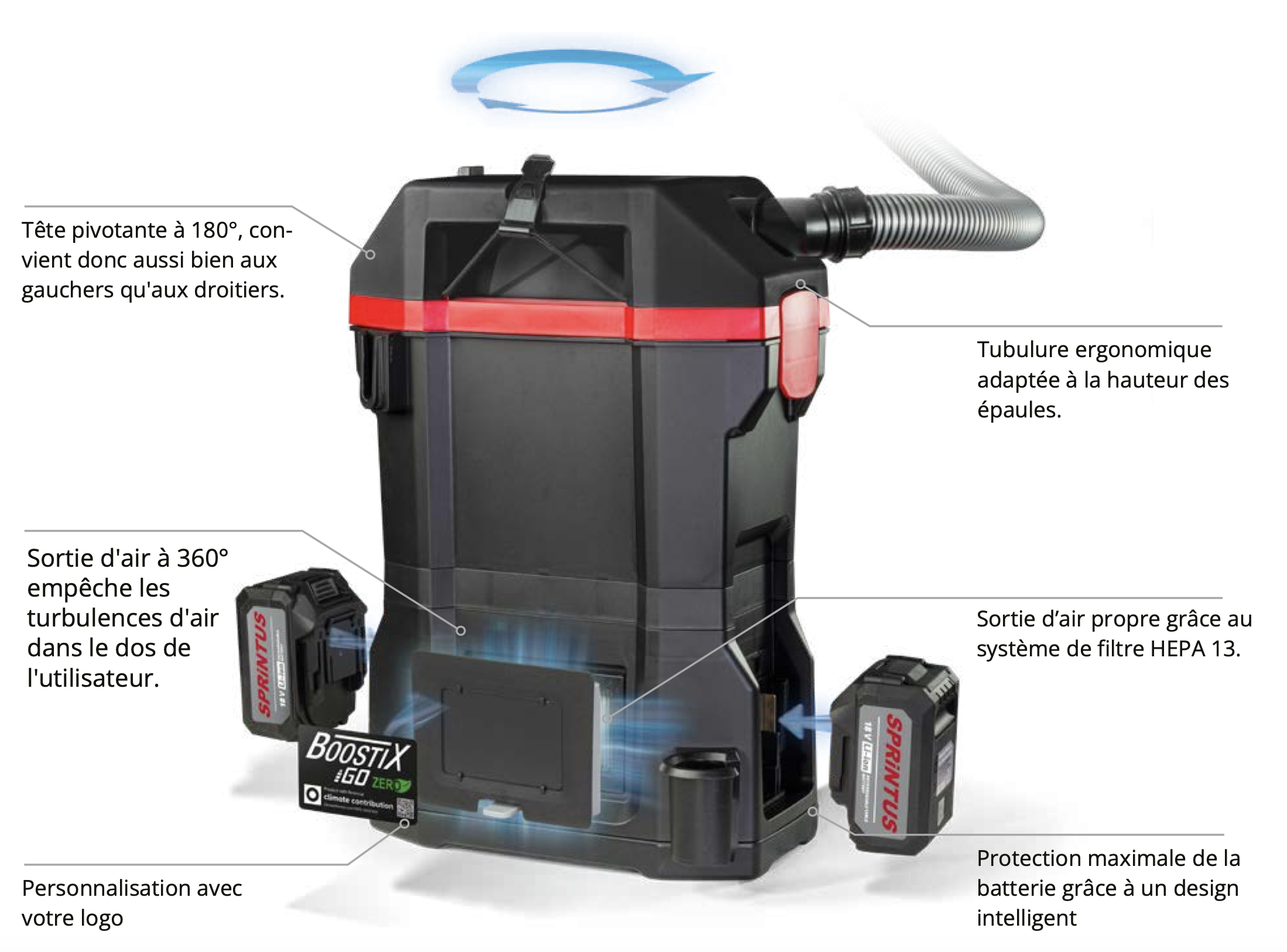 aspirateur dorsal BOOSTIX IGO ZERO